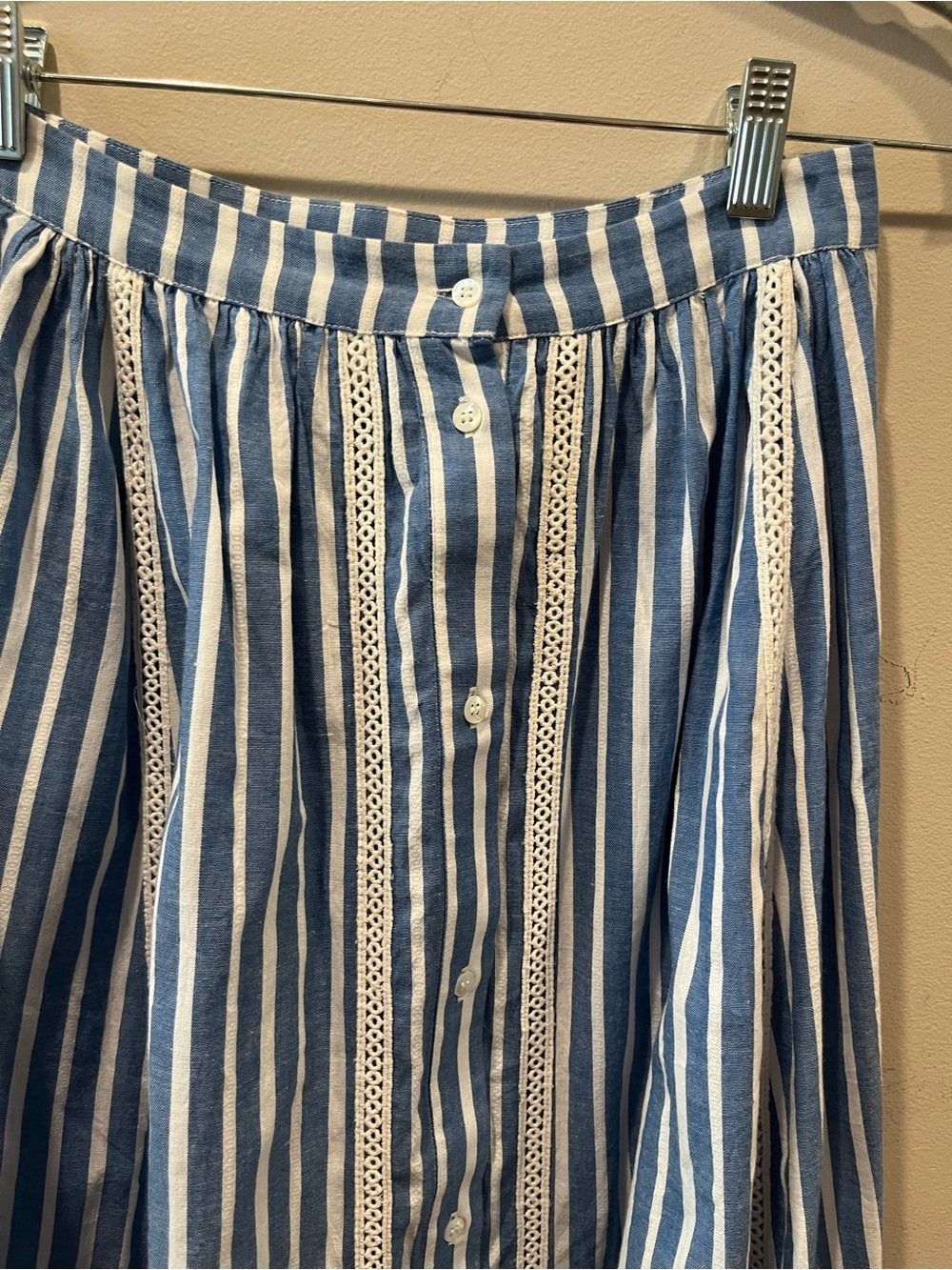 Sezane Nikita Skirt in Blue and White, Size 4 - Picture 4 of 6